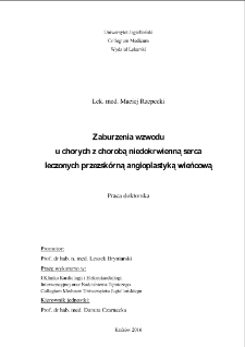 Zaburzenia wzwodu u chorych z chorobą niedokrwienną serca leczonych przezskórną angioplastyką wieńcową