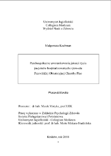 Psychospołeczne uwarunkowania jakości życia pacjentów hospitalizowanych z powodu przewlekłej obturacyjnej choroby płuc