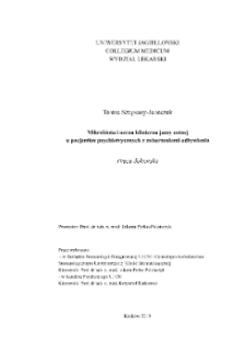 Mikrobiota i ocena kliniczna jamy ustnej u pacjentów psychiatrycznych z zaburzeniami odżywiania