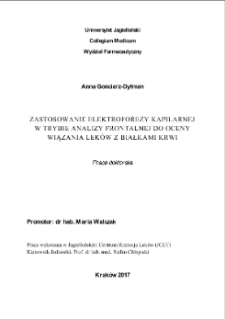 Application of capillary electrophoresis/frontal analysis in drug-protein binding study