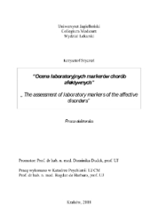 The assessment of laboratory markers of the affective disorders