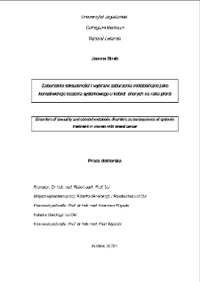 Zaburzenia seksualności i wybrane zaburzenia metaboliczne jako konsekwencje leczenia systemowego u kobiet chorych na raka piersi