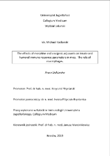 The effects of morphine and analgesic adjuvants on innate and humoral immune response parameters in mice : the role of macrophages