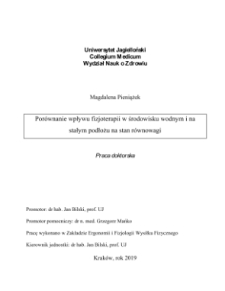 Comparison of the influence of physiotherapy in the water environment and on a steady surface on the state of body balance