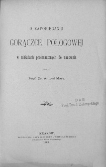 O zapobieganiu gorączce połogowej w zakładach przeznaczonych do nauczania