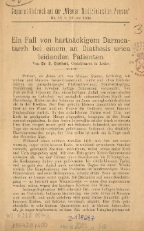 Ein Fall von hartnäckigem Darmcatarrh bei einem an Diathesis urica leidenden Patienten