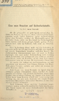 Eine neue Reaction auf Gallenfarbstoffe