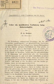 Ueber ein modificirtes Verfahren beim Kaiserschnitte