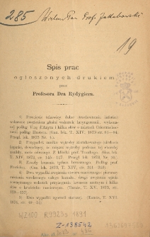 Spis prac ogłoszonych drukiem przez profesora dra Rydygiera