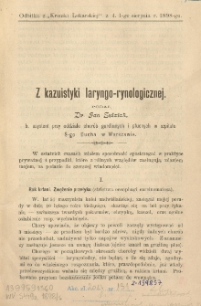 kazuistyki laryngo-rynologicznej