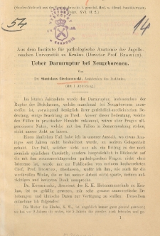 Ueber Darmruptur bei Neugeborenen