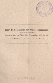 Ueber die Localisation der Angina phlegmonosa