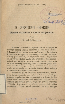 O częstości chorób płciowych u kobiet obłąkanych