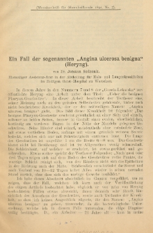 Ein Fall der sogenannten "Angina wrzodowa benigna" (Heryng)