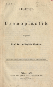 Beiträge zur Uranoplastik