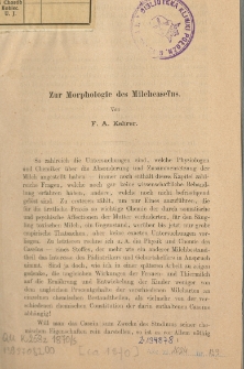 Zur Morphologie des Milchcaseïns