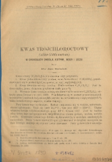 Kwas trójchloroctowy (acidum trichloraceticum) w chorobach gardła, krtani, nosa i uszu