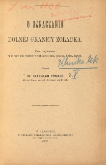 O oznaczaniu dolnej granicy żołądka
