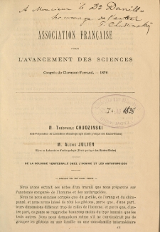 De la colonne vertébrale chez l'homme et les anthropoides