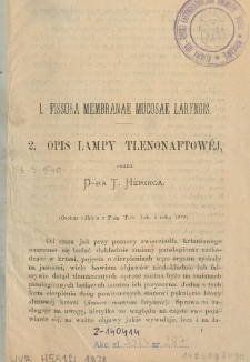 Fissura membranae mucosae laryngis, opis lampy tlenonaftowej