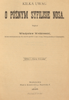 Kilka uwag o późnym syfilisie nosa