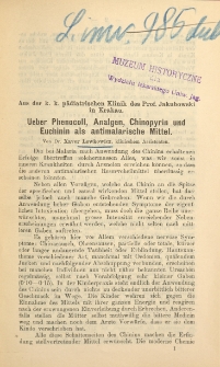 Ueber Phenocoll, Analgen, Chinopyrin und Euchinin als antimalarische Mittel